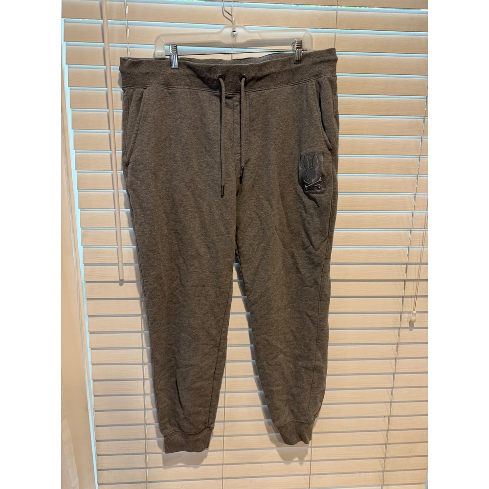 Psycho Bunny Mens‎ XXL Heather Gray Cotton French Terry Jogger Sweatpants Logo